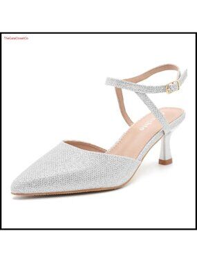 Kitten Heel Pointed Toe Ankle Strap D'Orsay Pumps Slingback Dress Heels